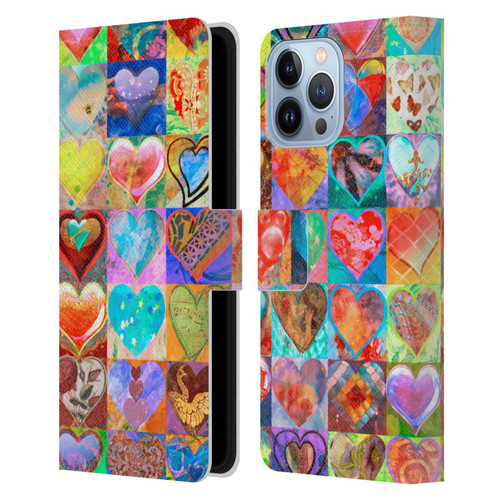 Aimee Stewart Colourful Sweets Hearts Grid Leather Book Wallet Case Cover For Apple iPhone 13 Pro Max