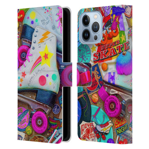 Aimee Stewart Colourful Sweets Skate Night Leather Book Wallet Case Cover For Apple iPhone 13 Pro Max