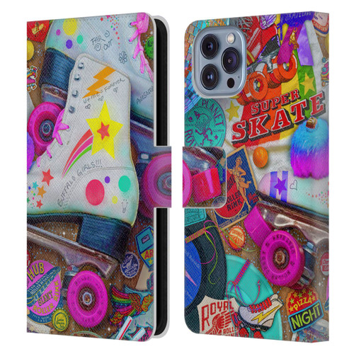 Aimee Stewart Colourful Sweets Skate Night Leather Book Wallet Case Cover For Apple iPhone 14