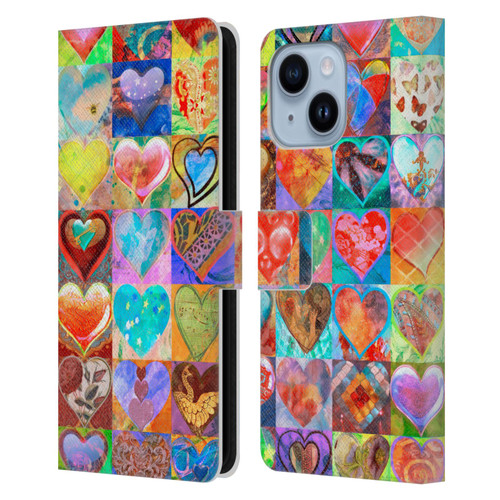 Aimee Stewart Colourful Sweets Hearts Grid Leather Book Wallet Case Cover For Apple iPhone 14 Plus