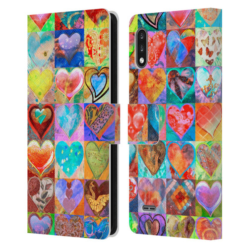 Aimee Stewart Colourful Sweets Hearts Grid Leather Book Wallet Case Cover For LG K22