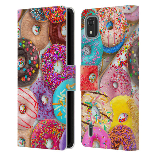 Aimee Stewart Colourful Sweets Donut Noms Leather Book Wallet Case Cover For Nokia C2 2nd Edition
