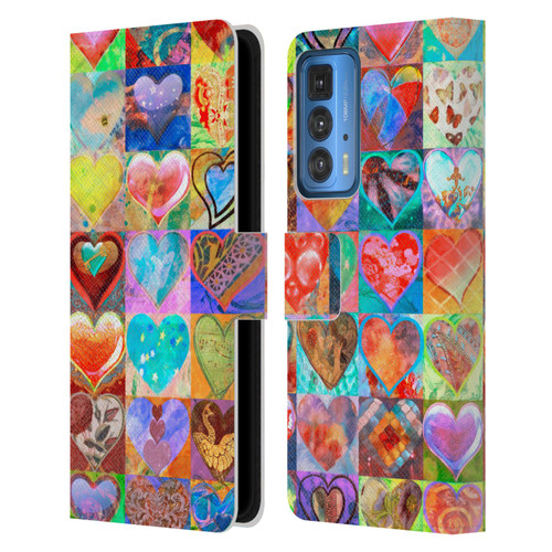 Aimee Stewart Colourful Sweets Hearts Grid Leather Book Wallet Case Cover For Motorola Edge 20 Pro