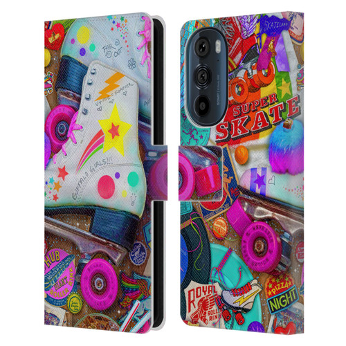 Aimee Stewart Colourful Sweets Skate Night Leather Book Wallet Case Cover For Motorola Edge 30