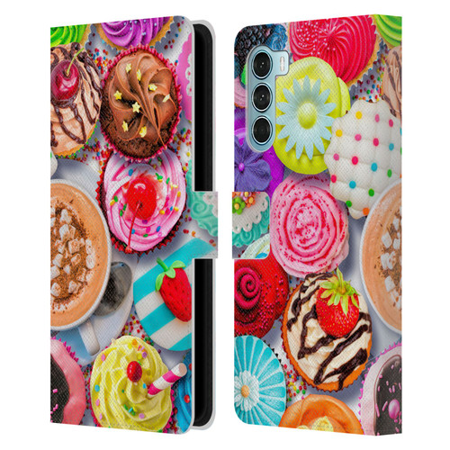 Aimee Stewart Colourful Sweets Cupcakes And Cocoa Leather Book Wallet Case Cover For Motorola Edge S30 / Moto G200 5G