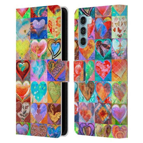 Aimee Stewart Colourful Sweets Hearts Grid Leather Book Wallet Case Cover For Motorola Edge S30 / Moto G200 5G