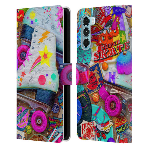 Aimee Stewart Colourful Sweets Skate Night Leather Book Wallet Case Cover For Motorola Edge S30 / Moto G200 5G