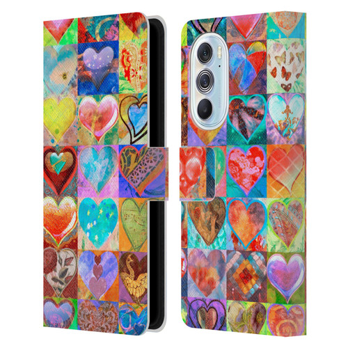 Aimee Stewart Colourful Sweets Hearts Grid Leather Book Wallet Case Cover For Motorola Edge X30