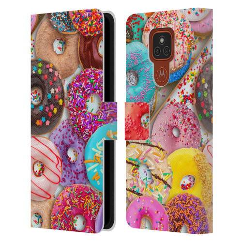 Aimee Stewart Colourful Sweets Donut Noms Leather Book Wallet Case Cover For Motorola Moto E7 Plus