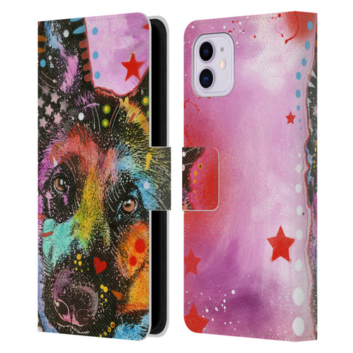 Dean Russo Dogs German Shepherd Leather Book Wallet Case Cover For Apple iPhone 11