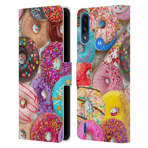 Aimee Stewart Colourful Sweets Donut Noms Leather Book Wallet Case Cover For Motorola Moto E7 Power / Moto E7i Power