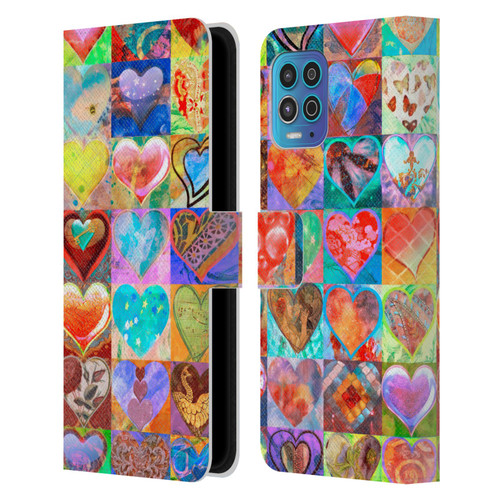 Aimee Stewart Colourful Sweets Hearts Grid Leather Book Wallet Case Cover For Motorola Moto G100