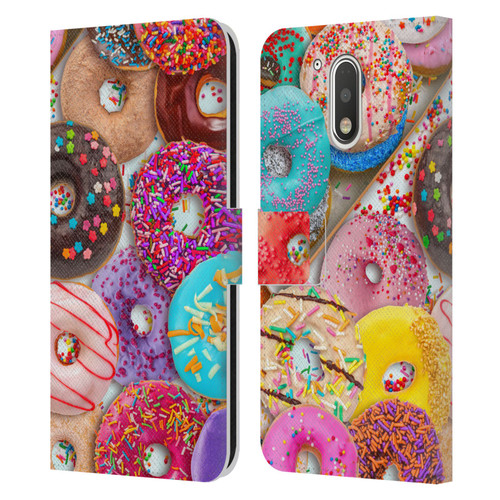 Aimee Stewart Colourful Sweets Donut Noms Leather Book Wallet Case Cover For Motorola Moto G41
