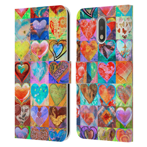 Aimee Stewart Colourful Sweets Hearts Grid Leather Book Wallet Case Cover For Motorola Moto G41
