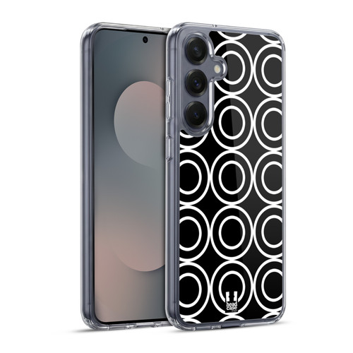 Head Case Designs Black And White Patterns Double Circles Soft Gel Case for Samsung Galaxy S25+ & MagSafe