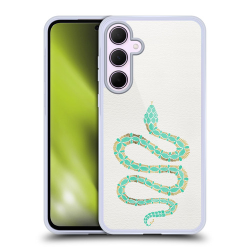 Cat Coquillette Animals Snake Mint Soft Gel Case for Samsung Galaxy A35 5G