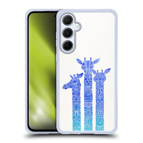 Cat Coquillette Animals Blue Ombre Giraffes Soft Gel Case for Samsung Galaxy A55 5G