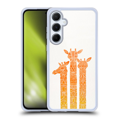 Cat Coquillette Animals Orange Ombre Giraffes Soft Gel Case for Samsung Galaxy A55 5G