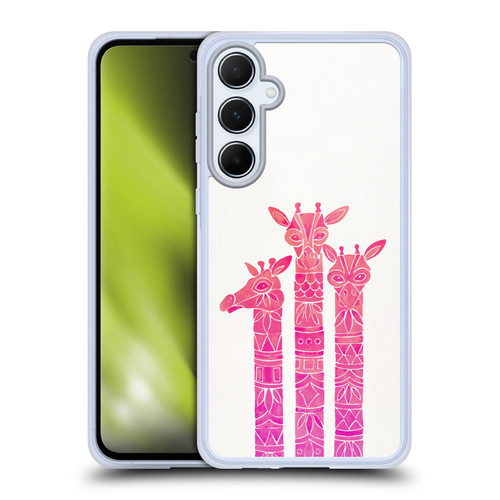 Cat Coquillette Animals Pink Ombre Giraffes Soft Gel Case for Samsung Galaxy A55 5G
