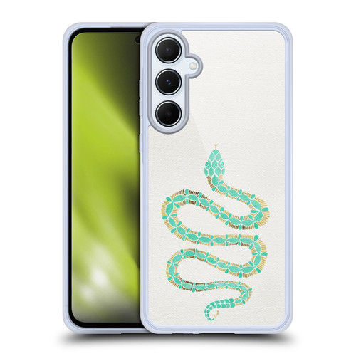 Cat Coquillette Animals Snake Mint Soft Gel Case for Samsung Galaxy A55 5G
