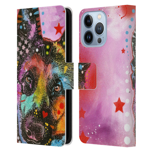 Dean Russo Dogs German Shepherd Leather Book Wallet Case Cover For Apple iPhone 13 Pro