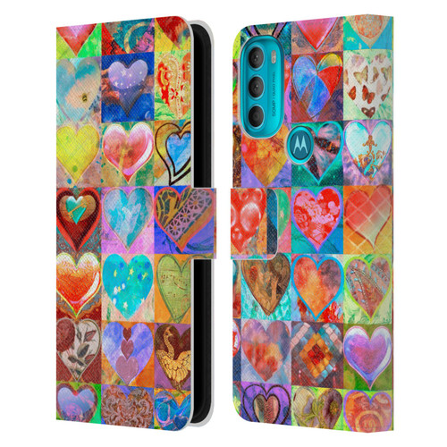 Aimee Stewart Colourful Sweets Hearts Grid Leather Book Wallet Case Cover For Motorola Moto G71 5G
