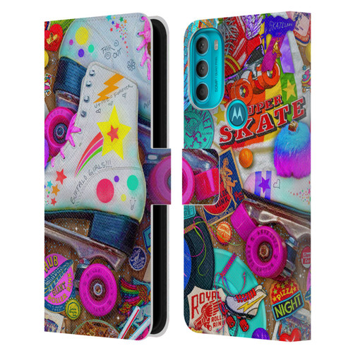 Aimee Stewart Colourful Sweets Skate Night Leather Book Wallet Case Cover For Motorola Moto G71 5G