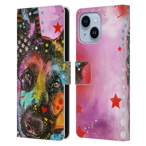 Dean Russo Dogs German Shepherd Leather Book Wallet Case Cover For Apple iPhone 14 Plus
