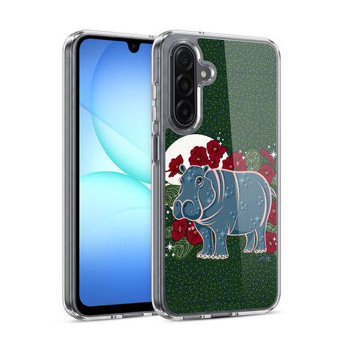 Cat Coquillette Tropical Wildlife Hippo And African Violet Soft Gel Case for Samsung Galaxy A17 4G / 5G