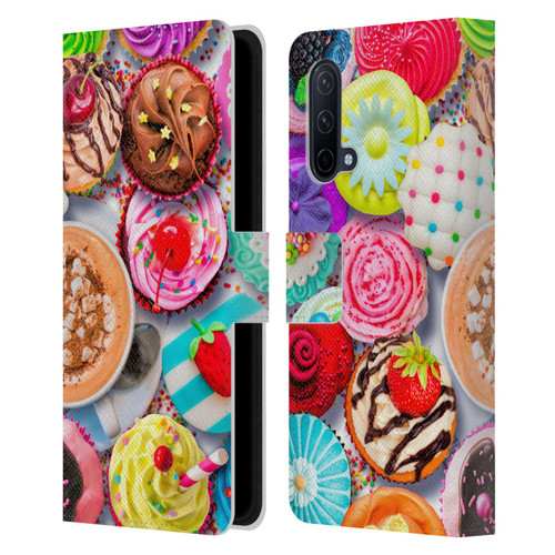Aimee Stewart Colourful Sweets Cupcakes And Cocoa Leather Book Wallet Case Cover For OnePlus Nord CE 5G