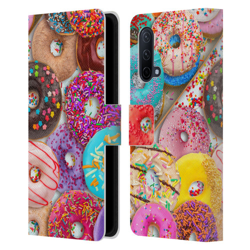 Aimee Stewart Colourful Sweets Donut Noms Leather Book Wallet Case Cover For OnePlus Nord CE 5G