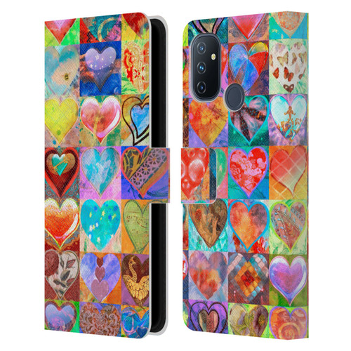 Aimee Stewart Colourful Sweets Hearts Grid Leather Book Wallet Case Cover For OnePlus Nord N100