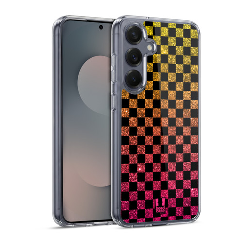 Head Case Designs Checkerboard Patterns Glitters Soft Gel Case for Samsung Galaxy S25 & MagSafe