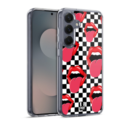 Head Case Designs Checkerboard Patterns Lips Soft Gel Case for Samsung Galaxy S25 & MagSafe