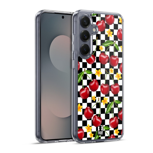 Head Case Designs Checkerboard Patterns Cherry Soft Gel Case for Samsung Galaxy S25+ & MagSafe