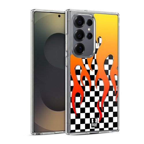 Head Case Designs Checkerboard Patterns Flame Soft Gel Case for Samsung Galaxy S25 Ultra & MagSafe