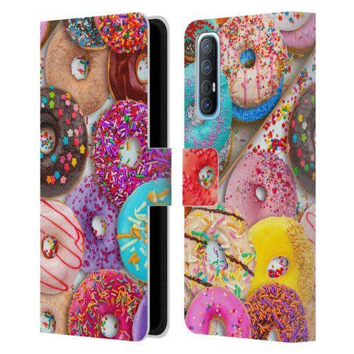 Aimee Stewart Colourful Sweets Donut Noms Leather Book Wallet Case Cover For OPPO Find X2 Neo 5G