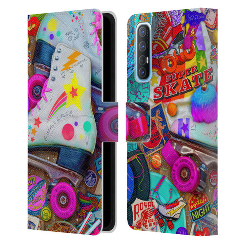 Aimee Stewart Colourful Sweets Skate Night Leather Book Wallet Case Cover For OPPO Find X2 Neo 5G
