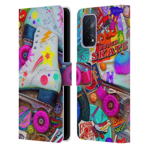 Aimee Stewart Colourful Sweets Skate Night Leather Book Wallet Case Cover For OPPO A54 5G