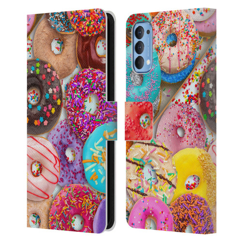 Aimee Stewart Colourful Sweets Donut Noms Leather Book Wallet Case Cover For OPPO Reno 4 5G