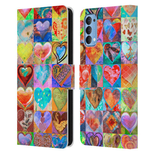 Aimee Stewart Colourful Sweets Hearts Grid Leather Book Wallet Case Cover For OPPO Reno 4 5G
