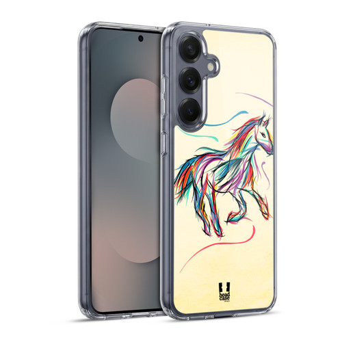 Head Case Designs Colourful Animal Scribbles Horse Soft Gel Case for Samsung Galaxy S25+ & MagSafe