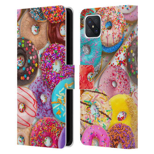 Aimee Stewart Colourful Sweets Donut Noms Leather Book Wallet Case Cover For OPPO Reno4 Z 5G