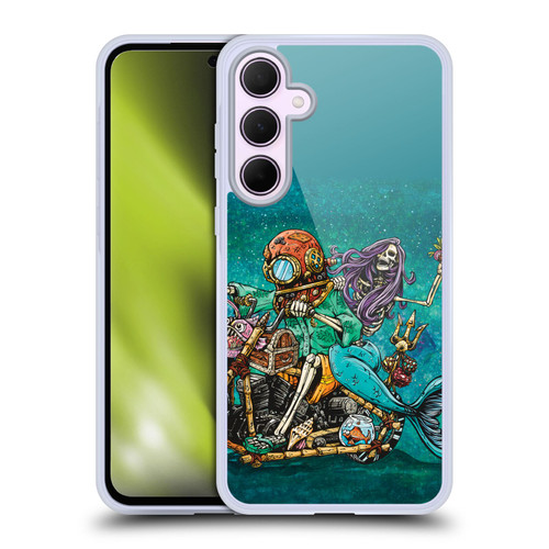 David Lozeau Colourful Art Mermaid And Driver Motorcycle Soft Gel Case for Samsung Galaxy A35 5G