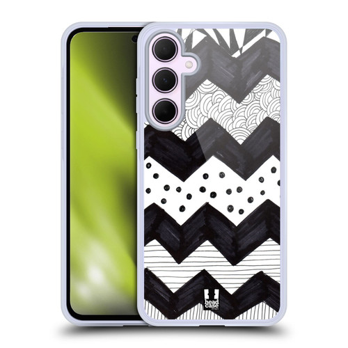 Head Case Designs Black And White Doodle Patterns Zigzag Soft Gel Case for Samsung Galaxy A35 5G