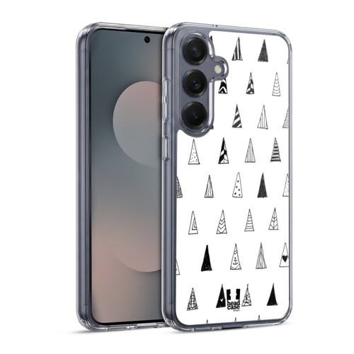 Head Case Designs Black And White Doodle Patterns Triangle Soft Gel Case for Samsung Galaxy S25 & MagSafe