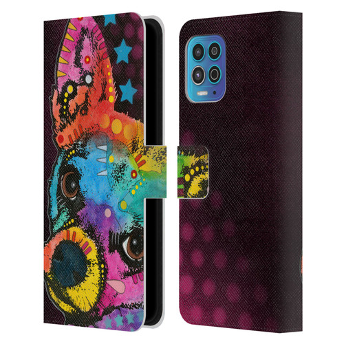 Dean Russo Dogs Pop Chihuahua Leather Book Wallet Case Cover For Motorola Moto G100