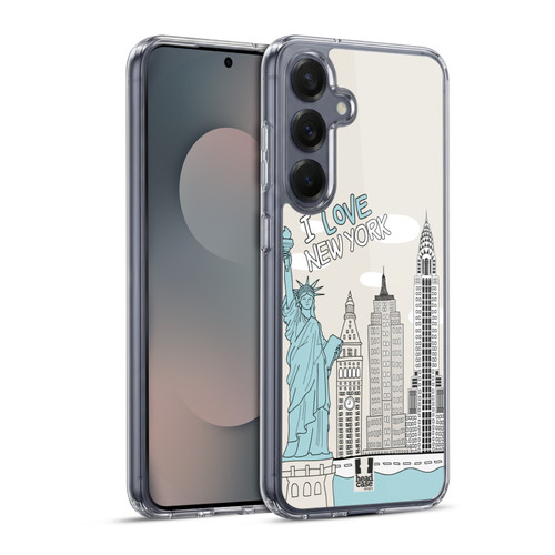 Head Case Designs Doodle Cities New York Tour Soft Gel Case for Samsung Galaxy S25+ & MagSafe