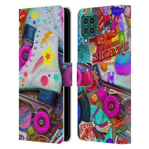 Aimee Stewart Colourful Sweets Skate Night Leather Book Wallet Case Cover For Samsung Galaxy F62 (2021)