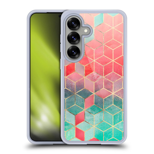 Elisabeth Fredriksson Cubes Collection Rose And Turquoise Soft Gel Case for Samsung Galaxy S25 & MagSafe